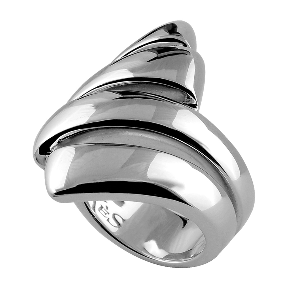 Bague Elix�s en argent massif rhodi� ruban enroul� en forme de croissant - Vue 3