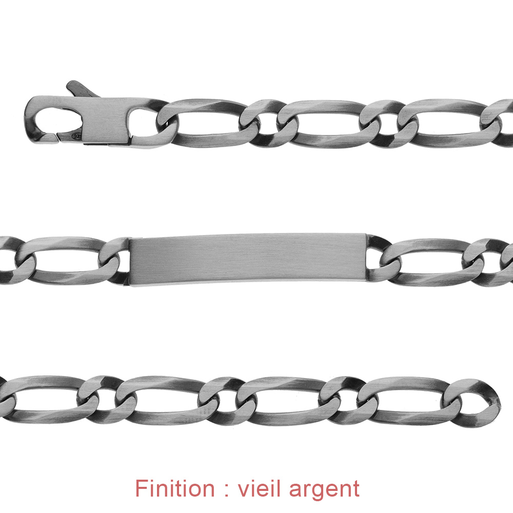 Gourmette en argent maille Hawa� 1+1 largeur 7mm et longueur 20cm - Vue 4