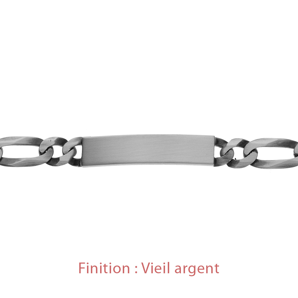 Gourmette en argent maille Hawa� 1+3 largeur 8mm et longueur 21cm - Vue 4