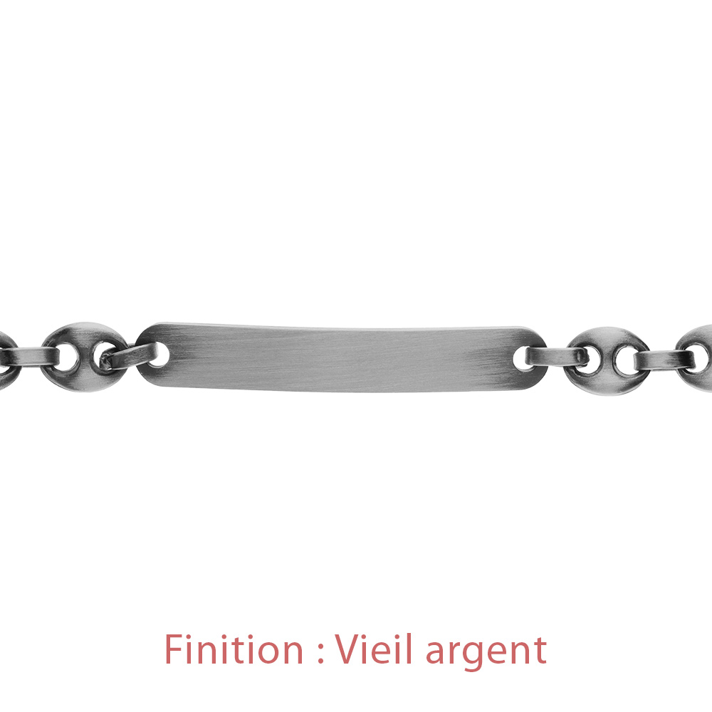 Gourmette en argent maille grains de caf� largeur 6mm et longueur 19cm - Vue 4