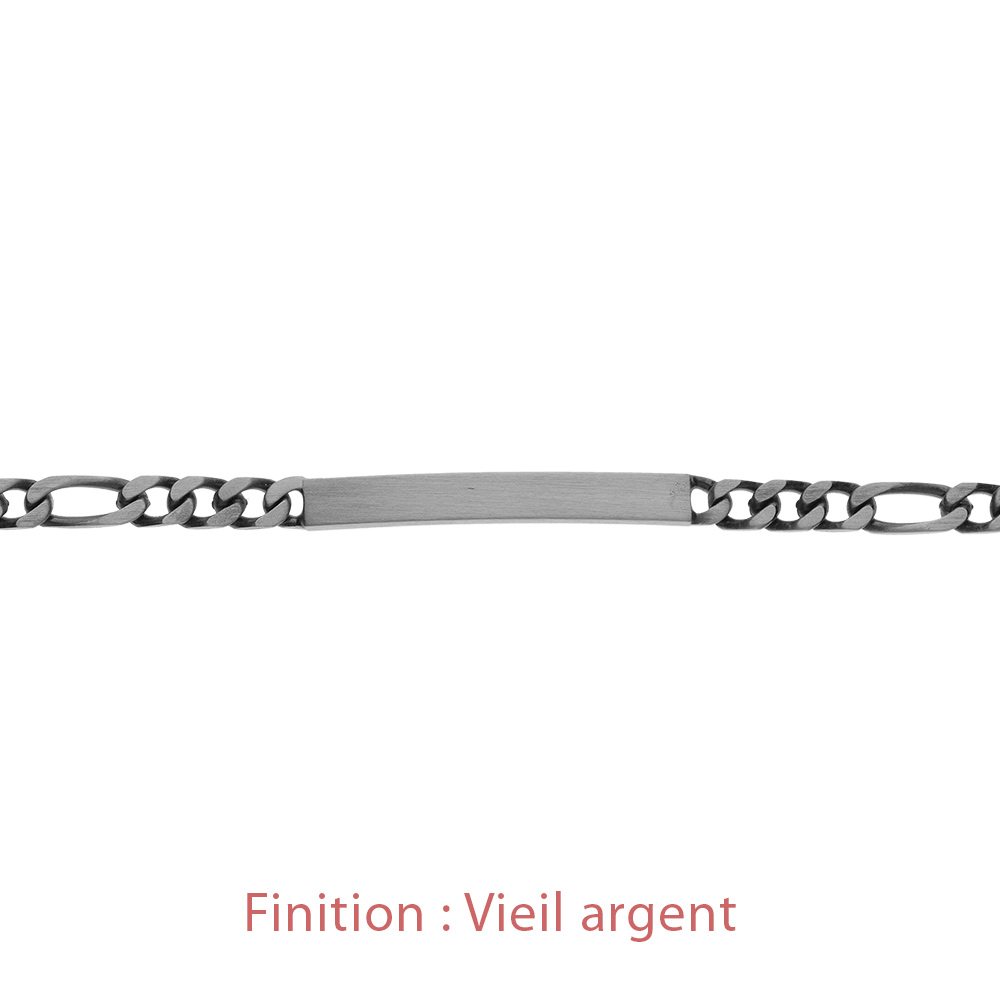 Gourmette en argent maille figaro 1+3 largeur 4mm et longueur 18cm - Vue 4