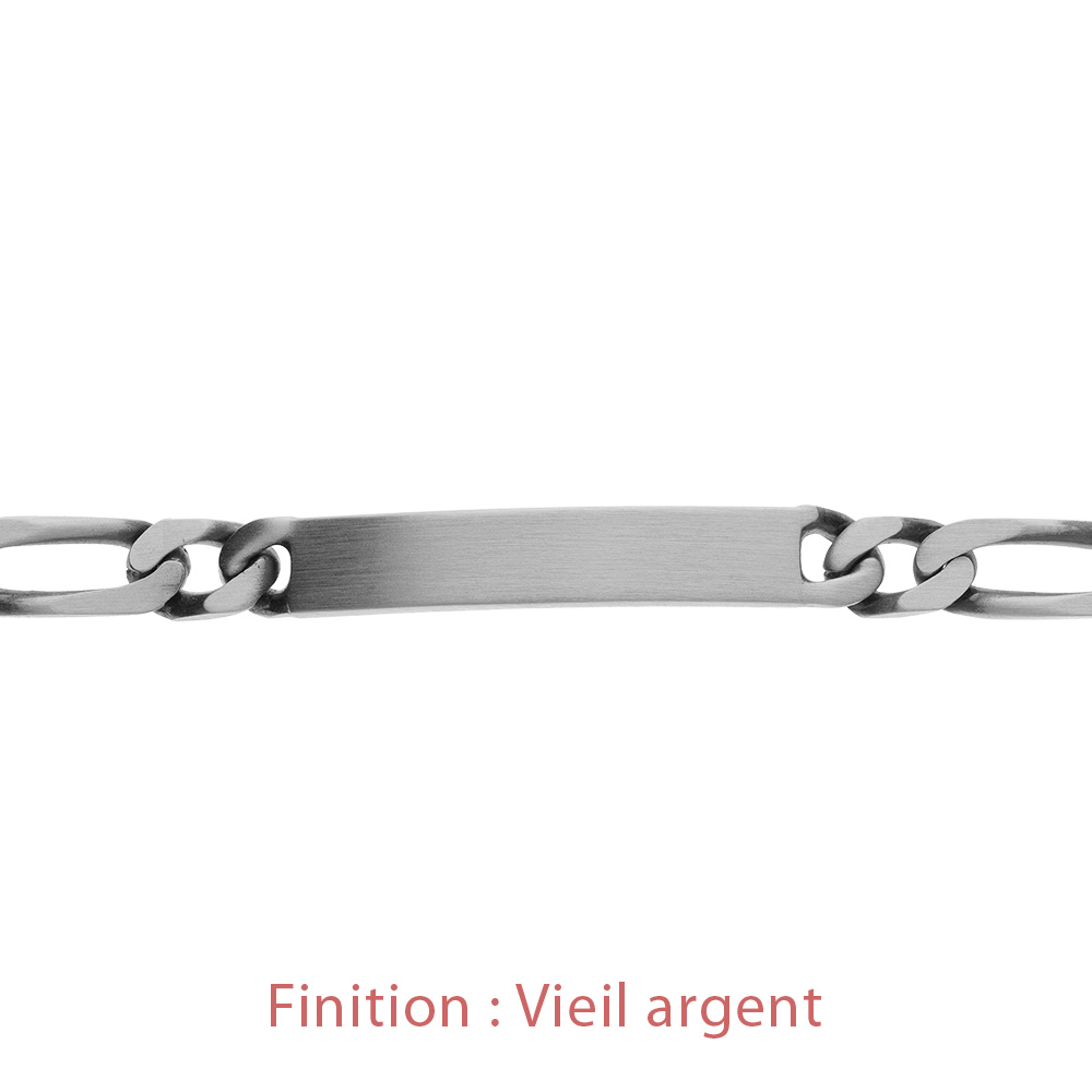 Gourmette en argent maille figaro 1+3 largeur 7mm et longueur 20cm - Vue 4