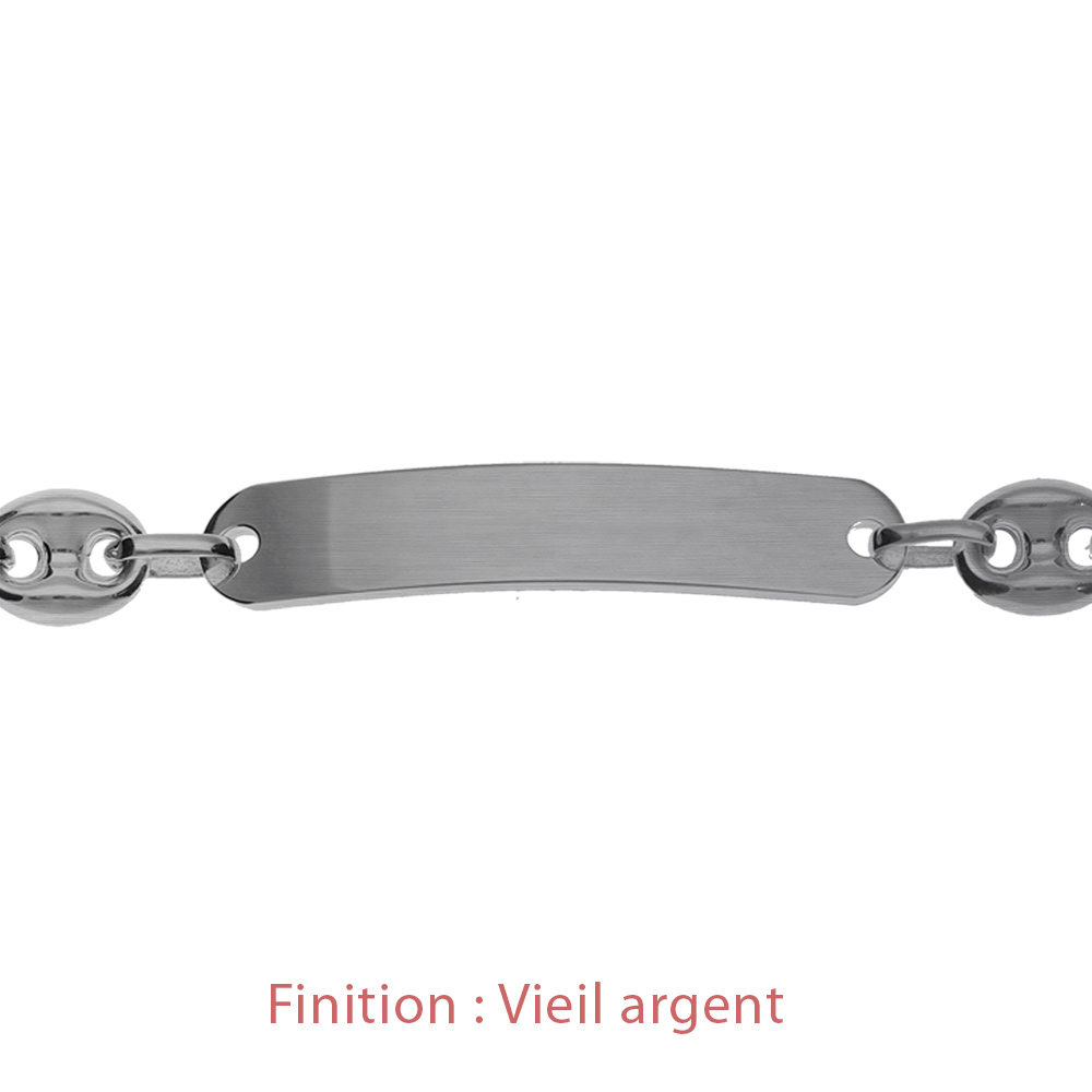 Gourmette en argent maille grains de caf� largeur 8mm et longueur 21cm - Vue 4