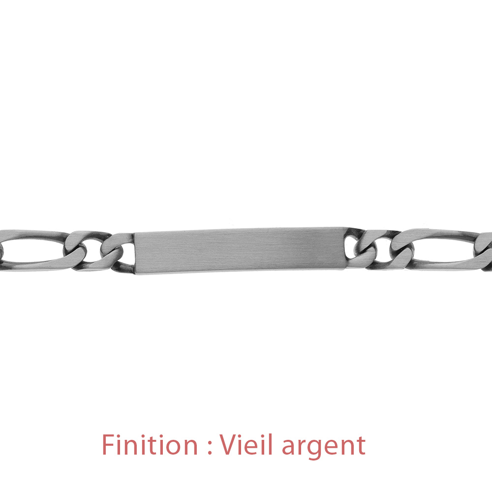 Gourmette en argent maille figaro 1+3 largeur 6mm et longueur 18cm - Vue 4