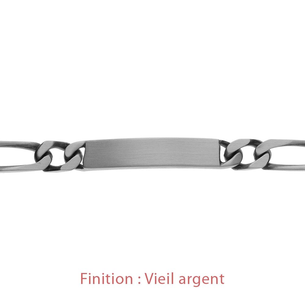 Gourmette en argent maille figaro 1+3 largeur 8mm et longueur 21cm - Vue 4