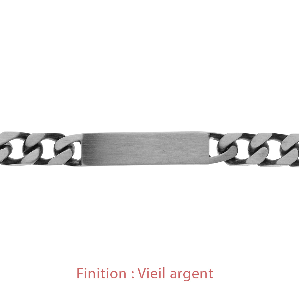 Gourmette en argent maille figaro 1+3 largeur 9mm et longueur 21cm - Vue 4