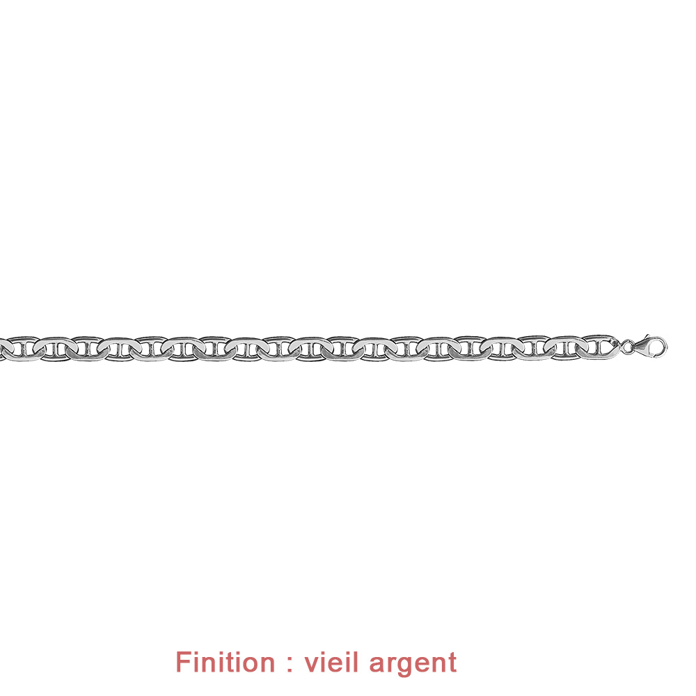 Cha�ne en argent rhodi� maille marine largeur 7mm et longueur 55cm - Vue 4