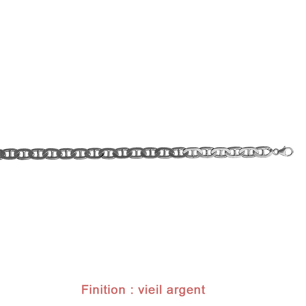 Bracelet en argent rhodi� cha�ne maille marine largeur 7mm et longueur 21cm - Vue 4