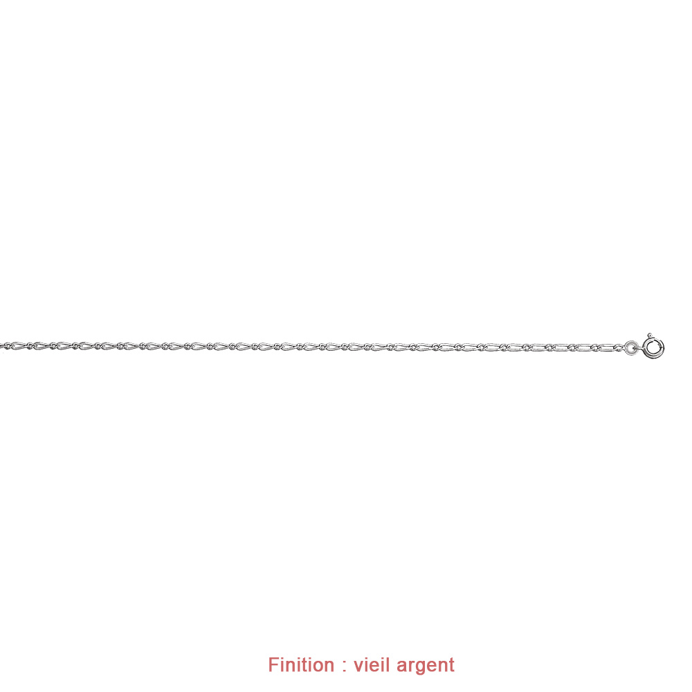 Cha�ne en argent mailles 1+1 largeur 2mm et longueur 45cm - Vue 4