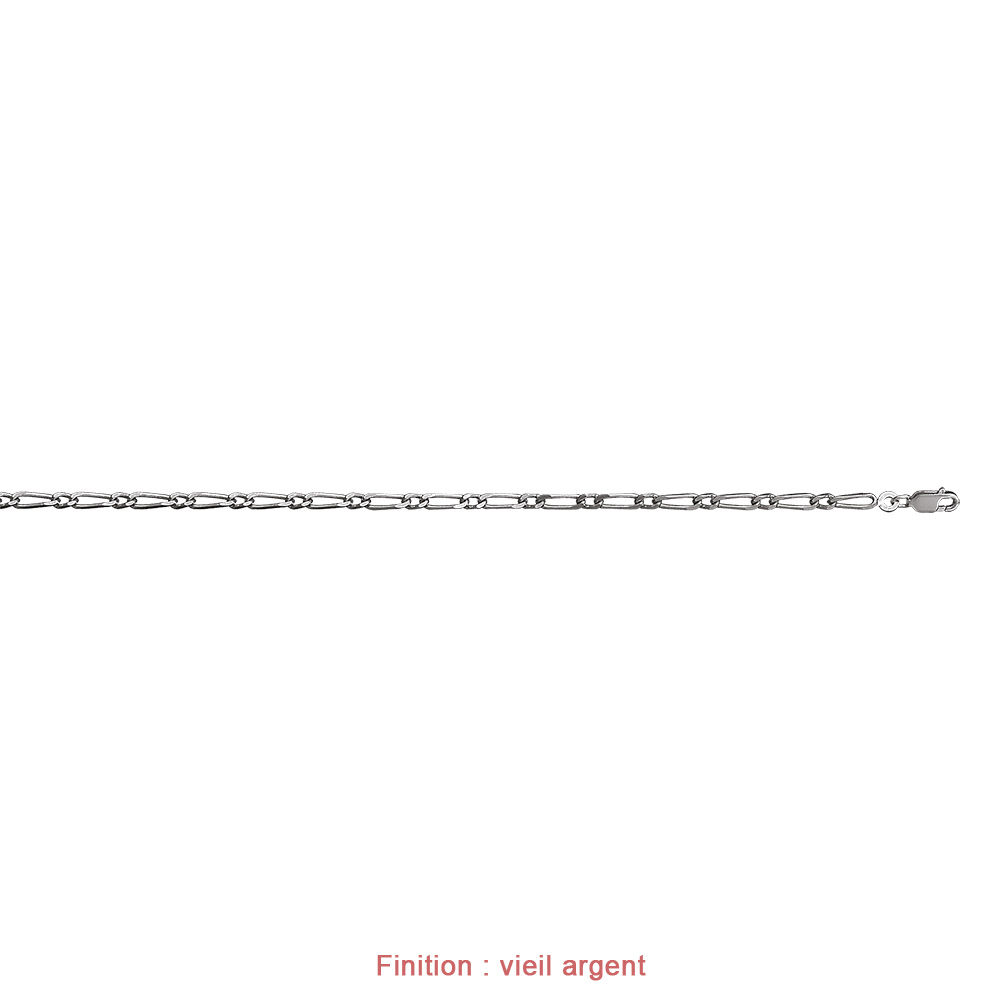 Cha�ne en argent mailles 1+1 largeur 3mm et longueur 50cm - Vue 4