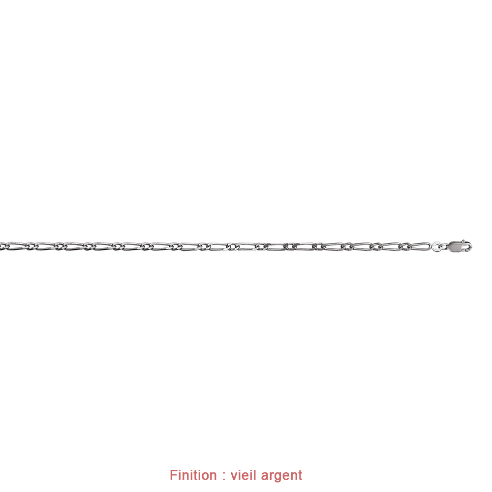 Bracelet en argent cha�ne maille figaro 1+1 largeur 3mm et longueur 18cm - Vue 4