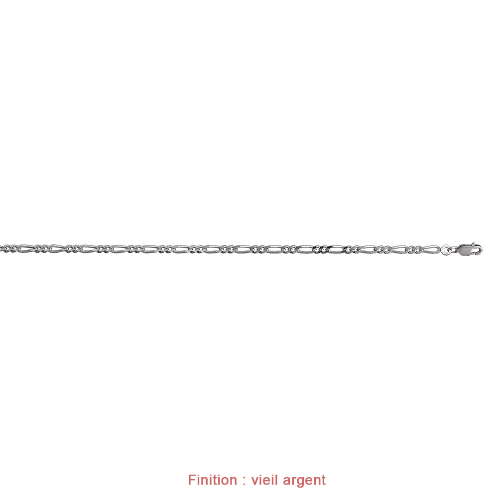 Cha�ne en argent mailles 1+2 largeur 3mm et longueur 45cm - Vue 4