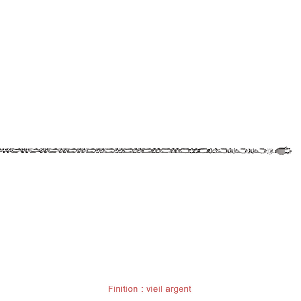 Cha�ne en argent mailles 1+2 largeur 3mm et longueur 50cm - Vue 4