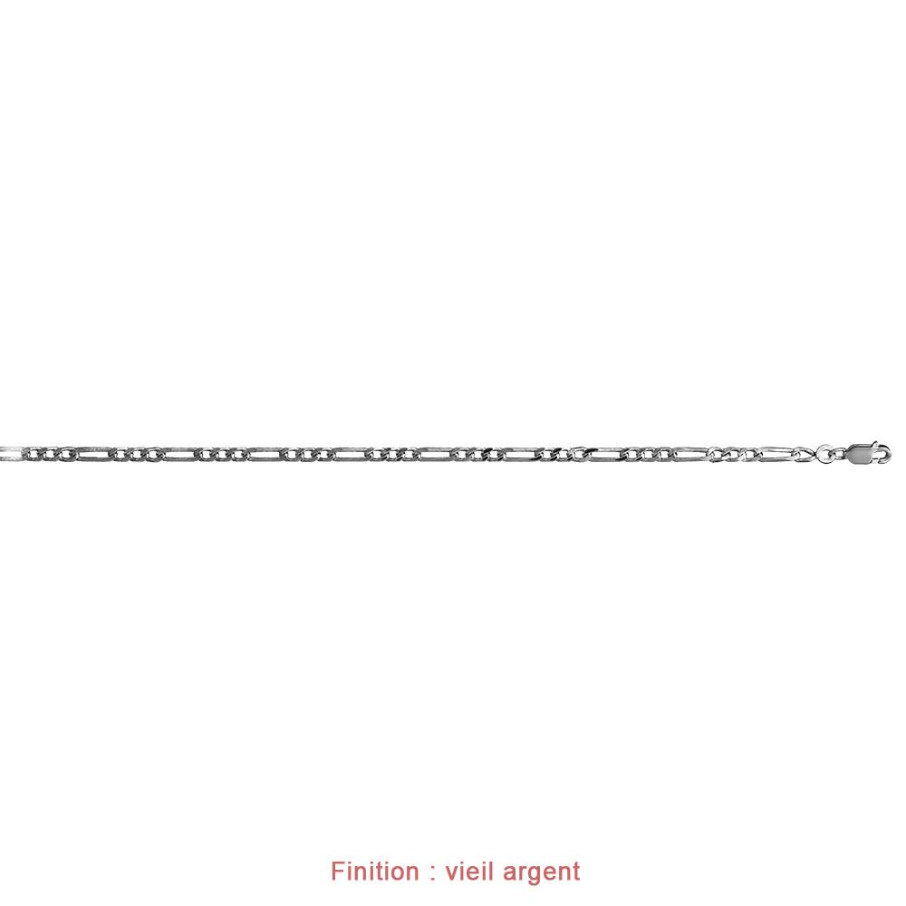 Bracelet en argent cha�ne maille figaro 1+3 largeur 3mm et longueur 18cm - Vue 4