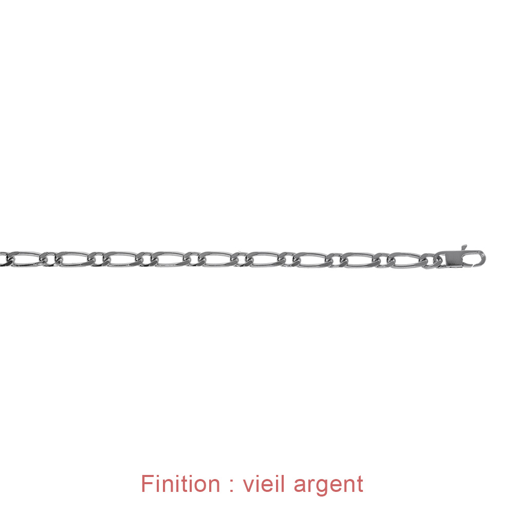 Cha�ne en argent mailles 1+1 largeur 4mm et longueur 45cm - Vue 4
