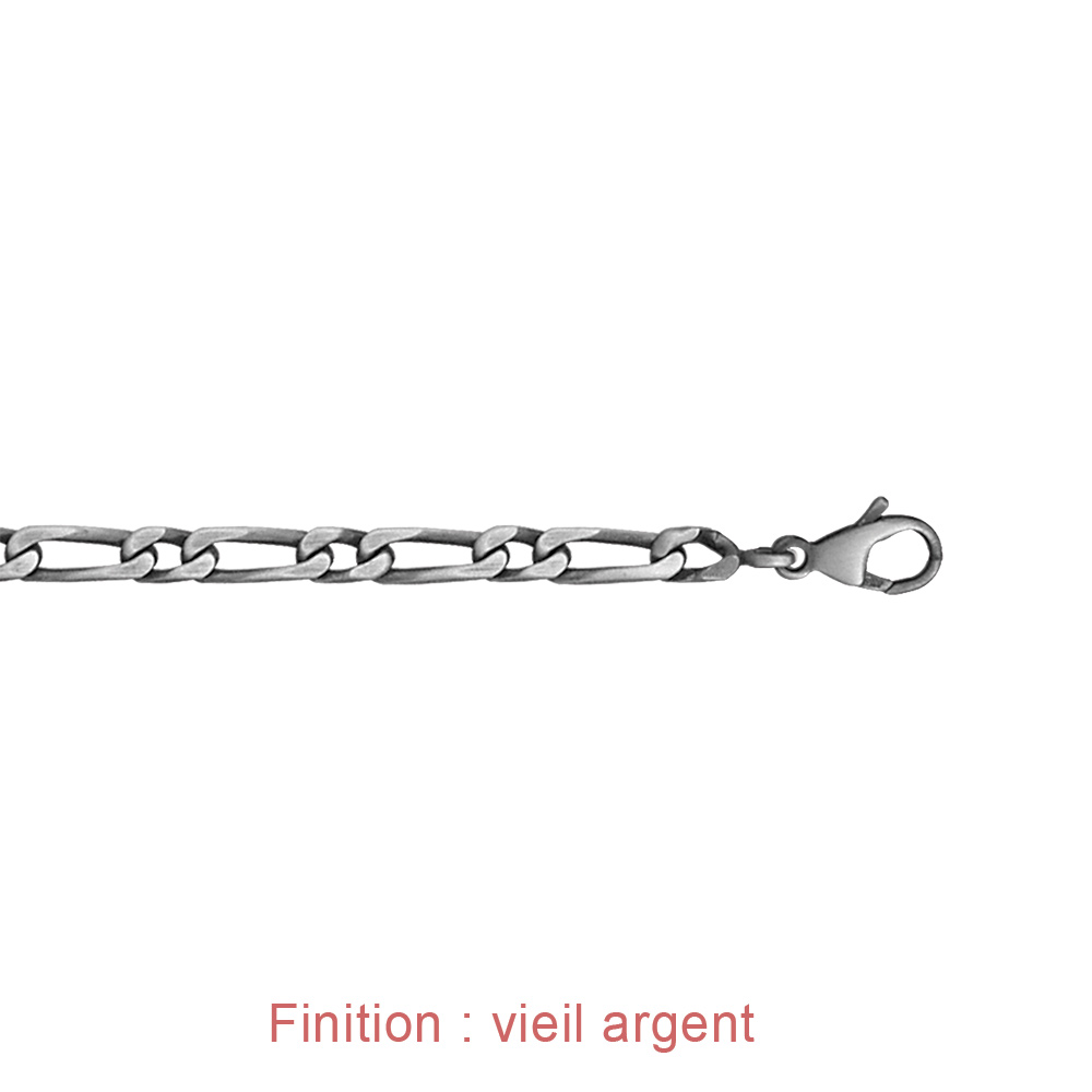 Cha�ne en argent mailles 1+1 largeur 4mm et longueur 50cm - Vue 4
