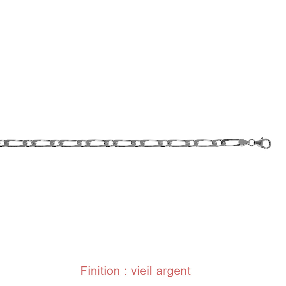 Cha�ne en argent mailles 1+1 largeur 4mm et longueur 55cm - Vue 4