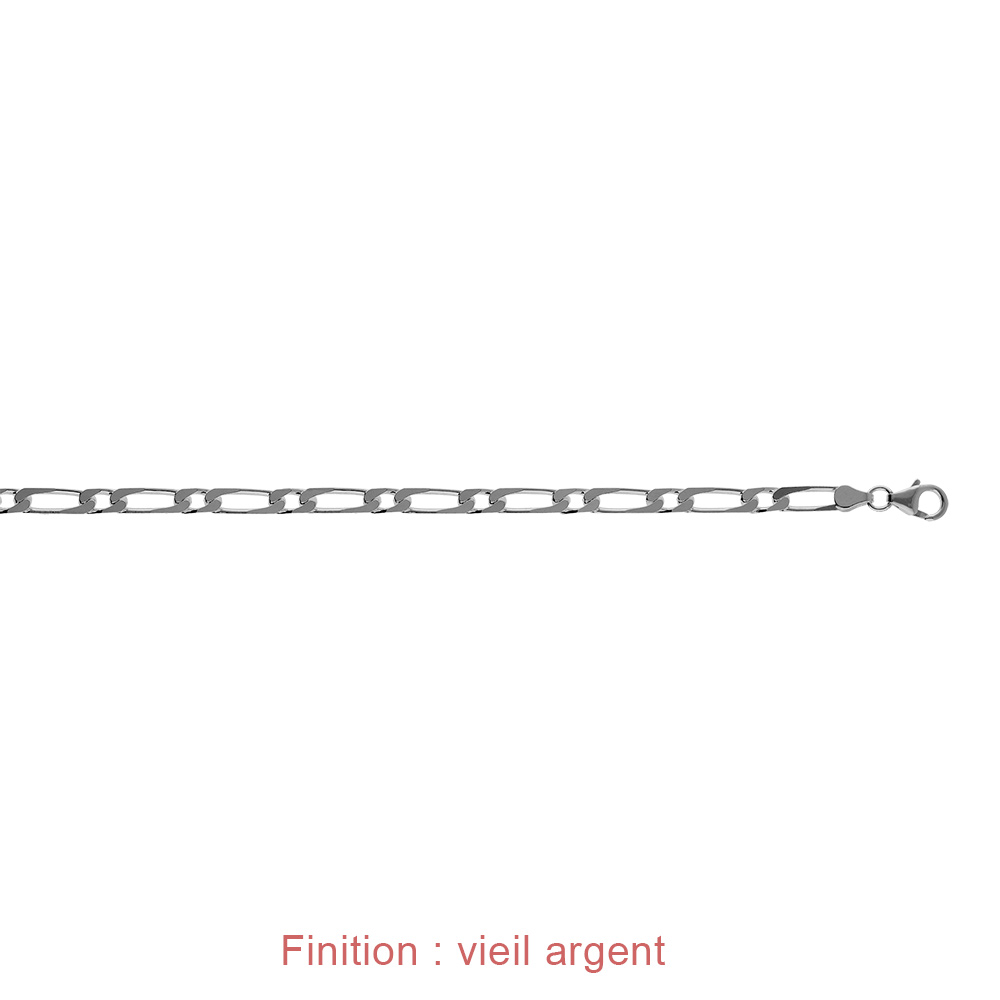 Bracelet en argent cha�ne maille figaro 1+1 largeur 4mm et longueur 18cm - Vue 4