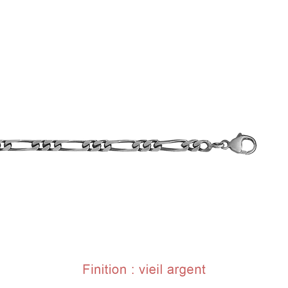 Cha�ne en argent mailles 1+2 largeur 4mm et longueur 50cm - Vue 4