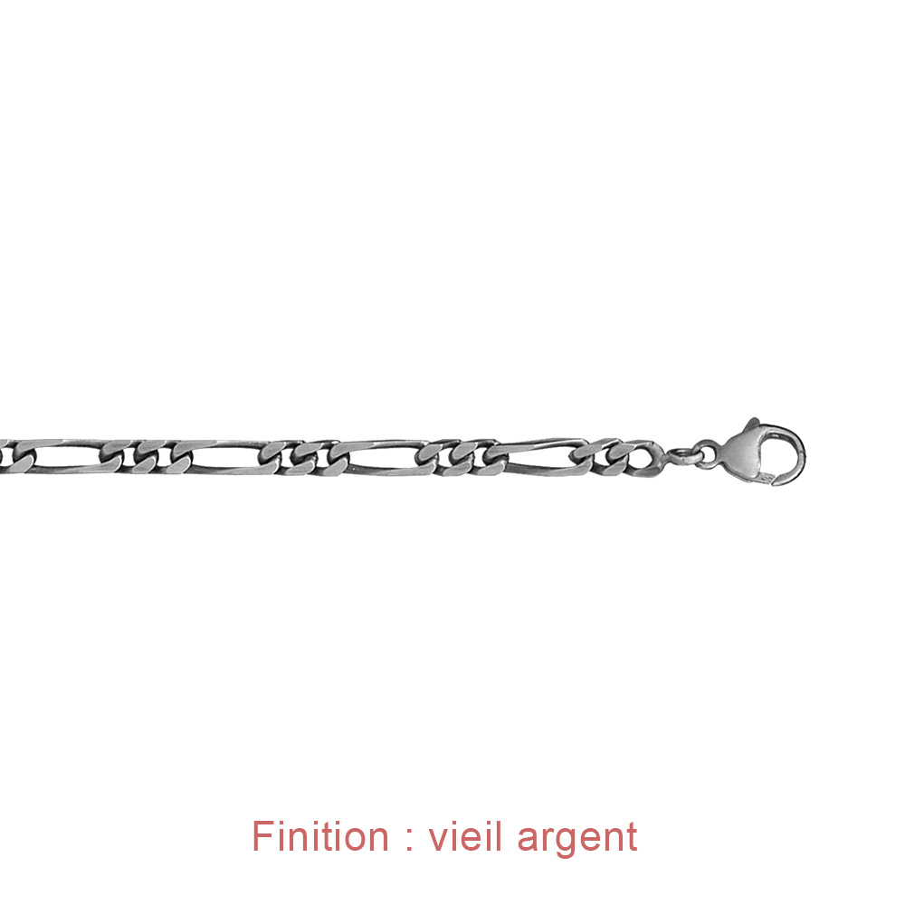 Cha�ne en argent mailles 1+2 largeur 4mm et longueur 55cm - Vue 4