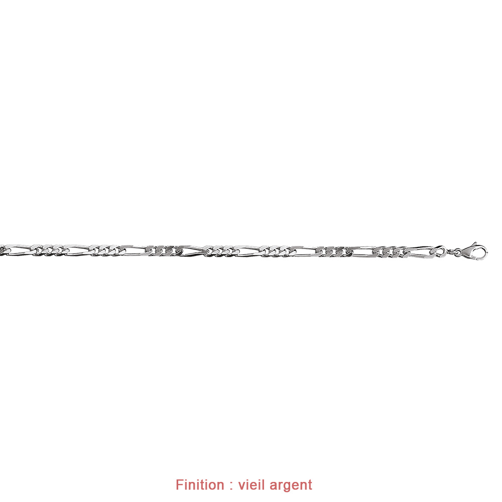 Cha�ne en argent mailles 1+3 largeur 4mm et longueur 55cm - Vue 4