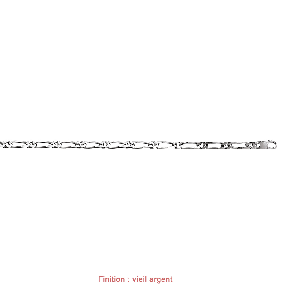 Cha�ne en argent mailles 1+1 largeur 5mm et longueur 50cm - Vue 4