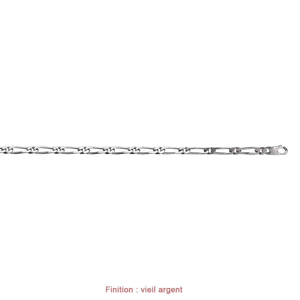 Cha�ne en argent mailles 1+1 largeur 5mm et longueur 55cm - Vue 4