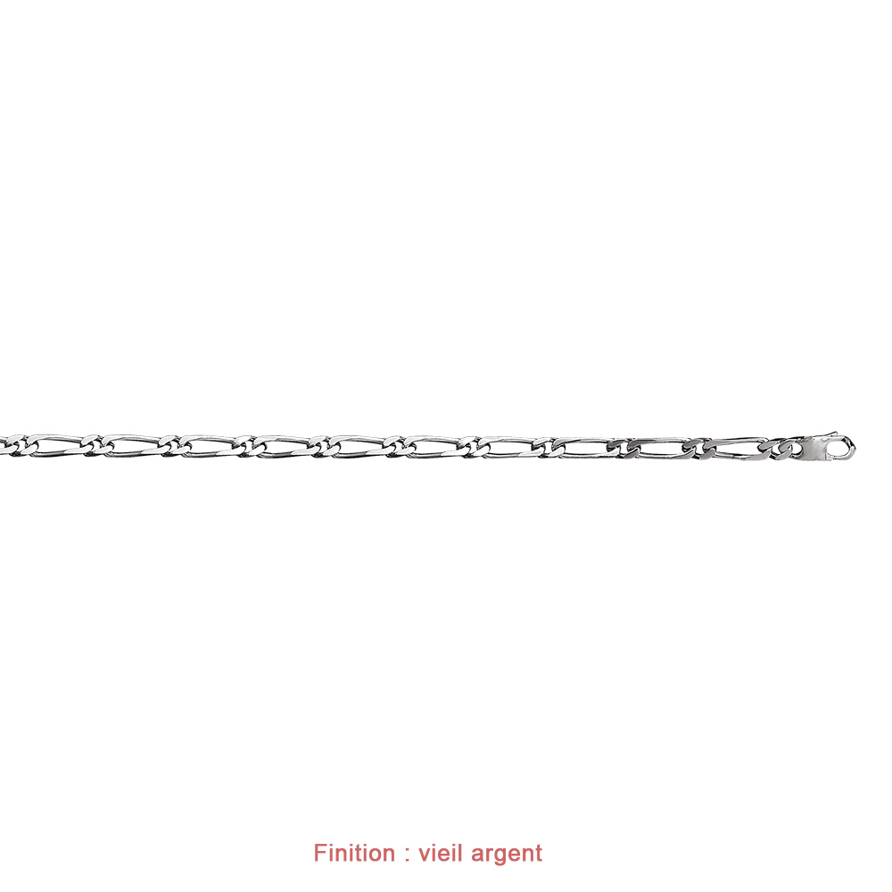 Bracelet en argent cha�ne maille figaro 1+1 largeur 5mm et longueur 21cm - Vue 4