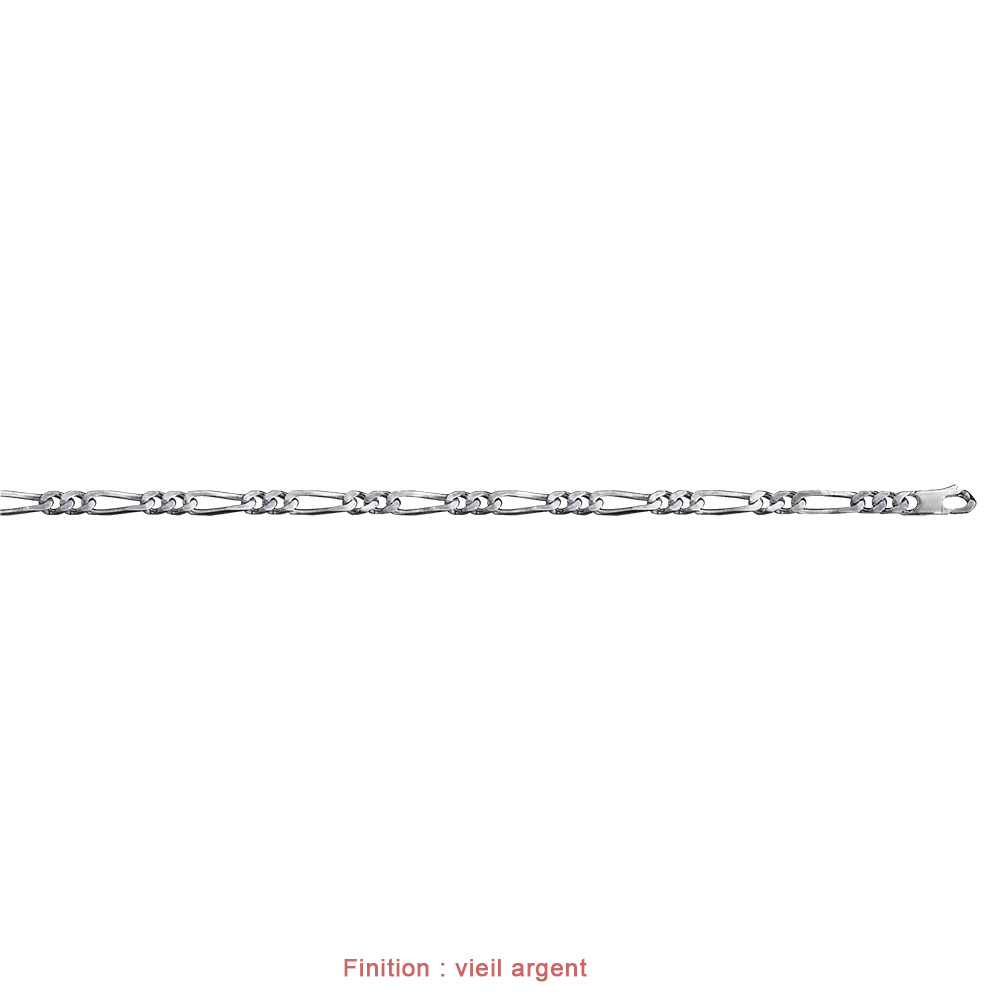 Cha�ne en argent mailles 1+2 largeur 5mm et longueur 55cm - Vue 4