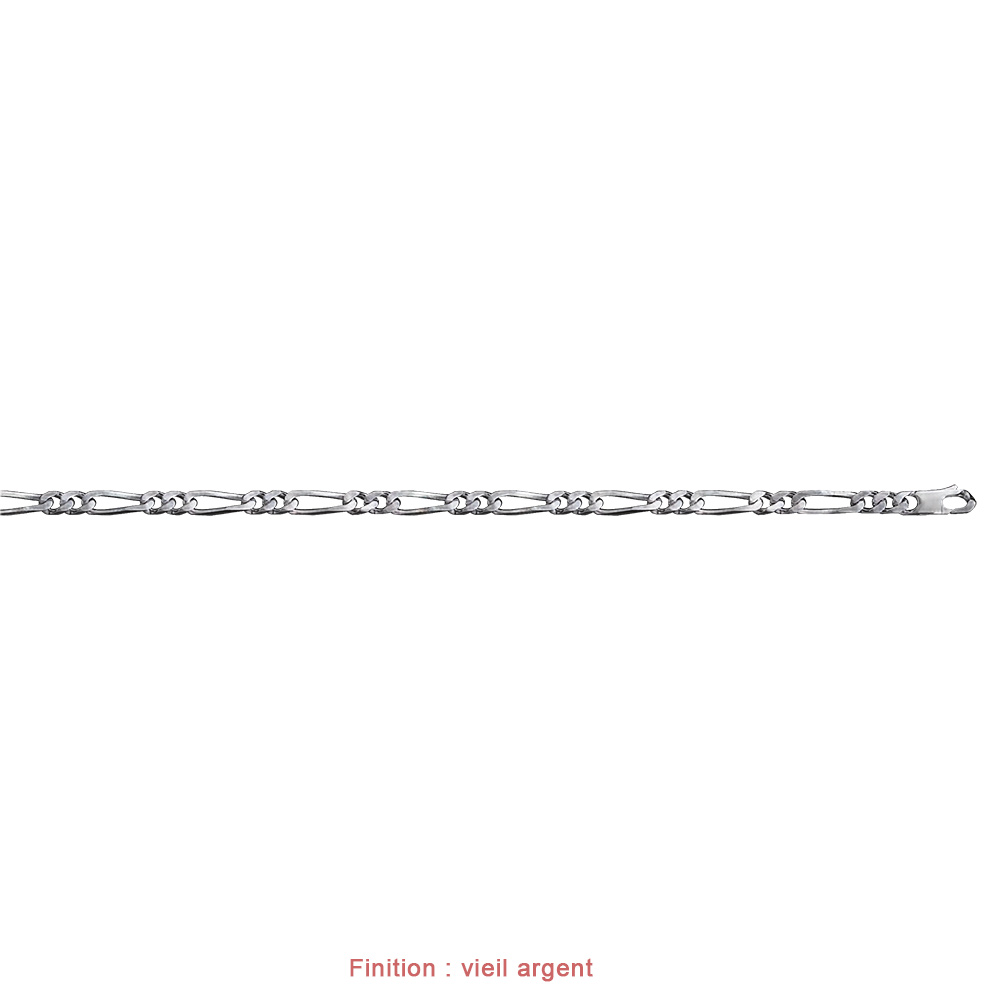 Bracelet en argent cha�ne maille figaro 1+2 largeur 5mm et longueur 21cm - Vue 4