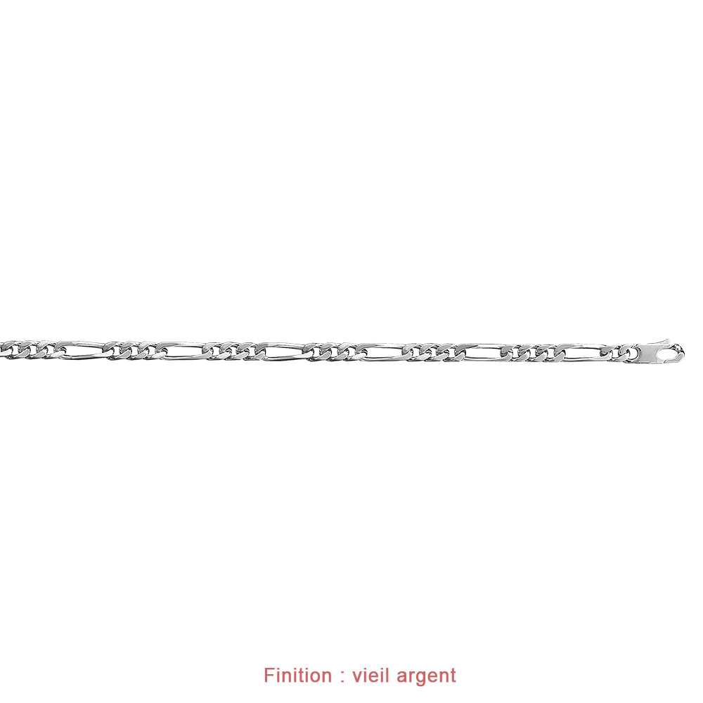 Bracelet en argent cha�ne maille figaro 1+3 largeur 5mm et longueur 21cm - Vue 4