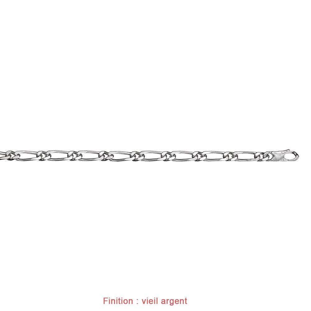 Bracelet en argent cha�ne maille figaro 1+1 largeur 6mm et longueur 21cm - Vue 4