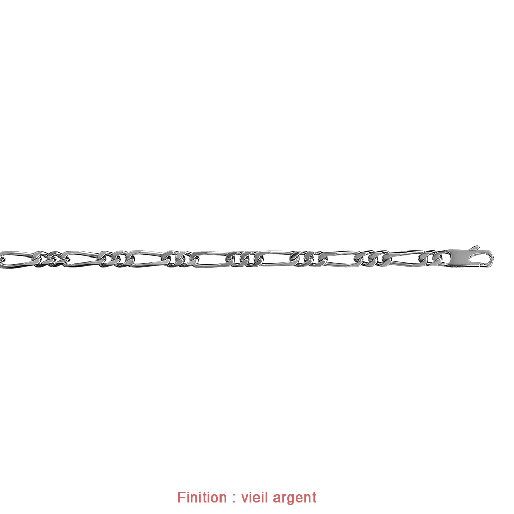 Cha�ne en argent mailles 1+2 largeur 6mm et longueur 50cm - Vue 4