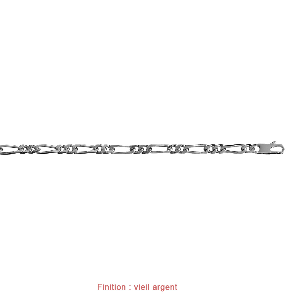 Cha�ne en argent mailles 1+2 largeur 6mm et longueur 55cm - Vue 4