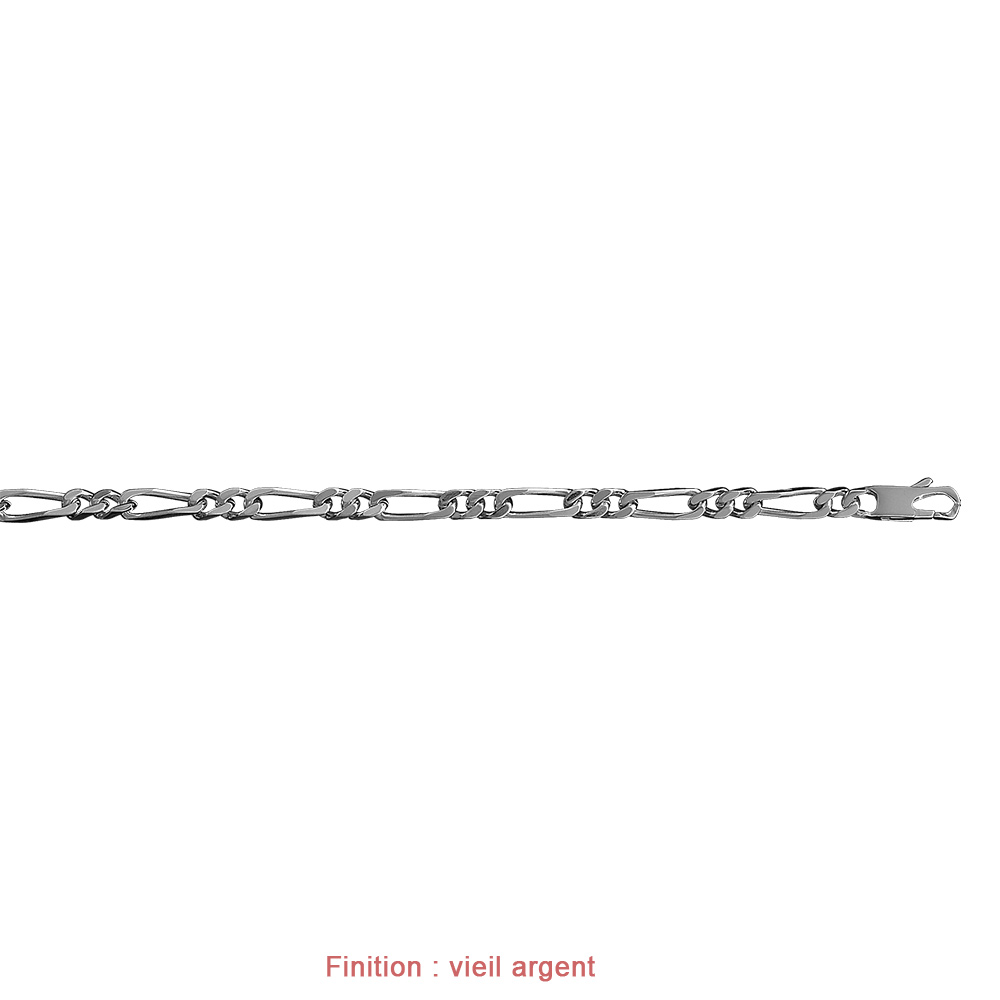 Bracelet en argent cha�ne maille figaro 1+2 largeur 6mm et longueur 21cm - Vue 4