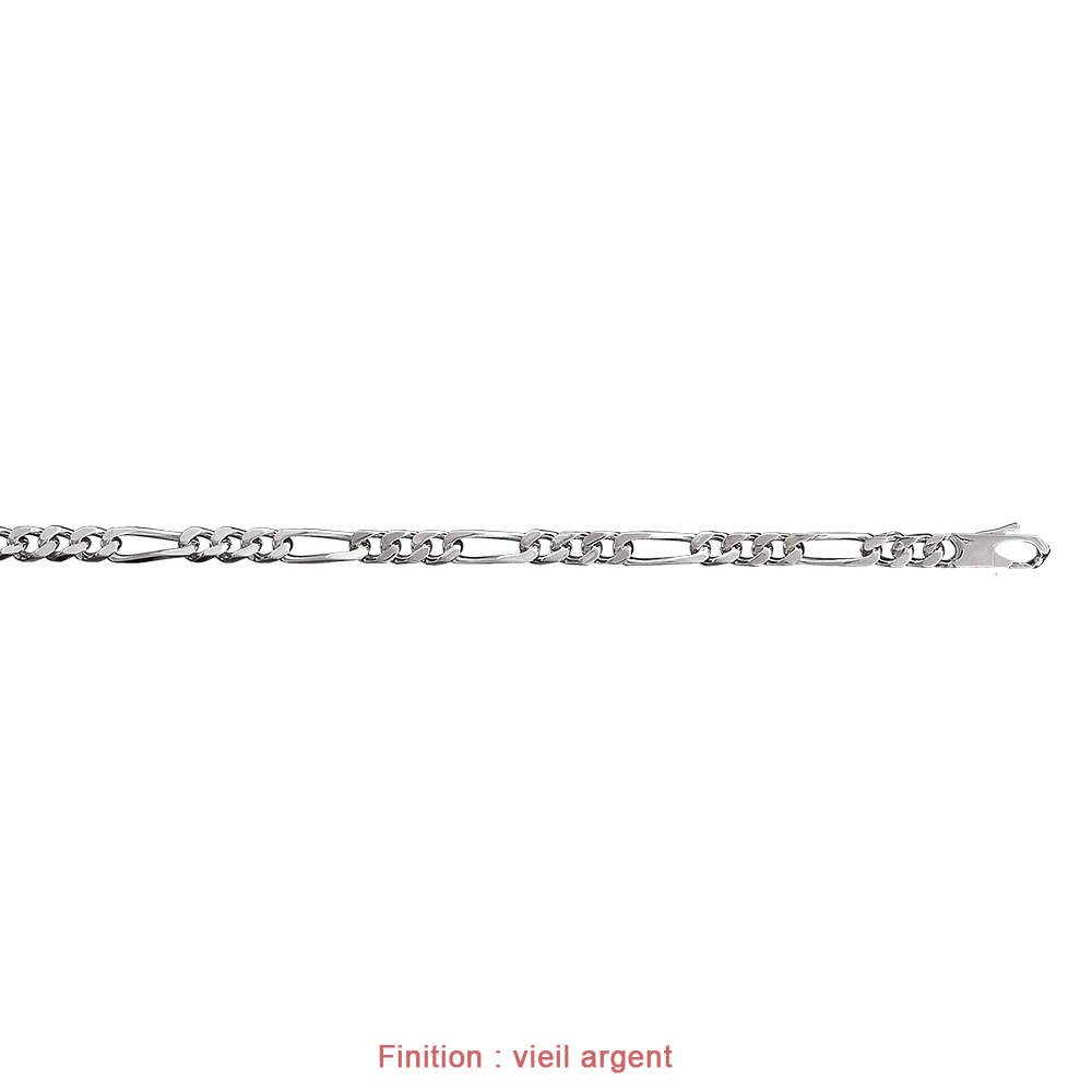 Cha�ne en argent mailles 1+3 largeur 6mm et longueur 55cm - Vue 4