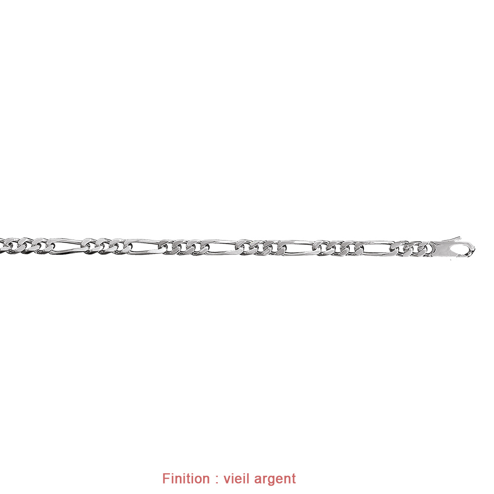 Bracelet en argent cha�ne maille figaro 1+3 largeur 6mm et longueur 21cm - Vue 4
