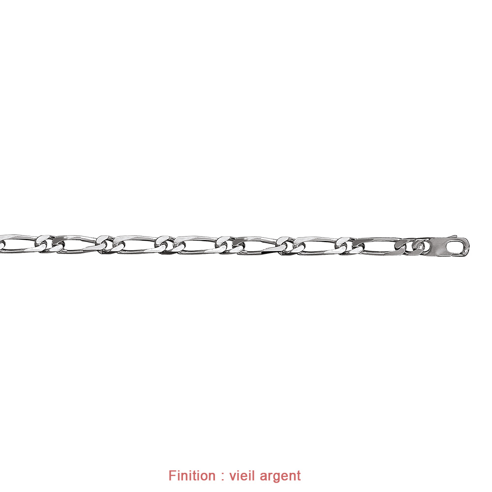 Cha�ne en argent mailles 1+1 largeur 7mm et longueur 50cm - Vue 4