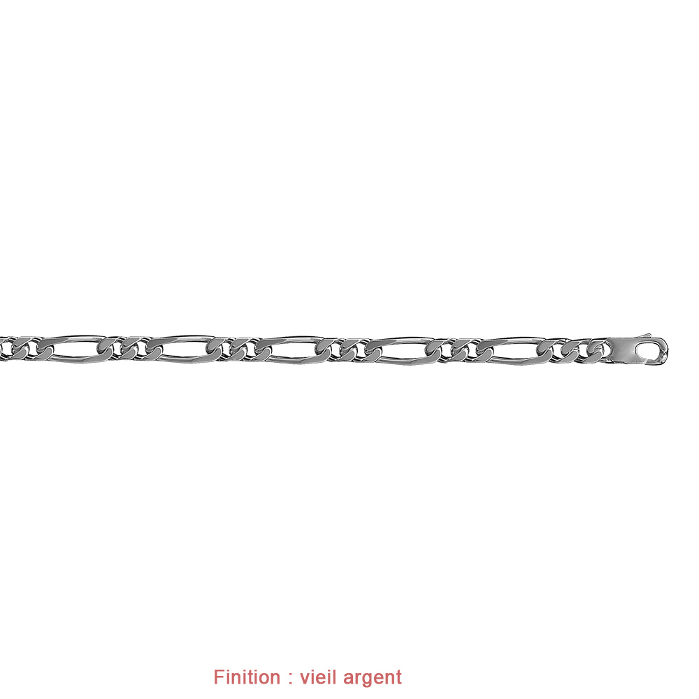 Bracelet en argent cha�ne maille figaro 1+2 largeur 7mm et longueur 21cm - Vue 4
