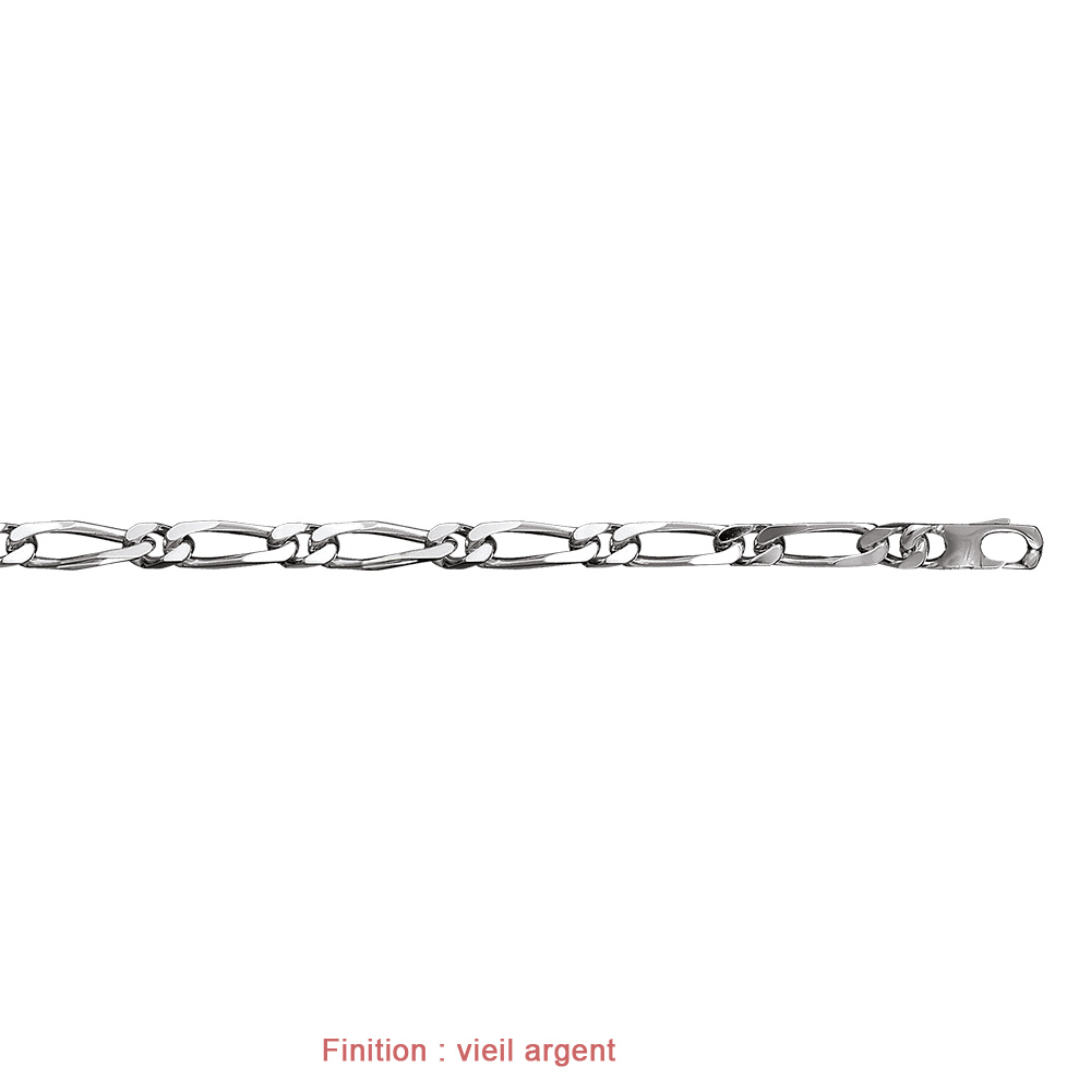 Bracelet en argent cha�ne maille figaro 1+1 largeur 8mm et longueur 21cm - Vue 4