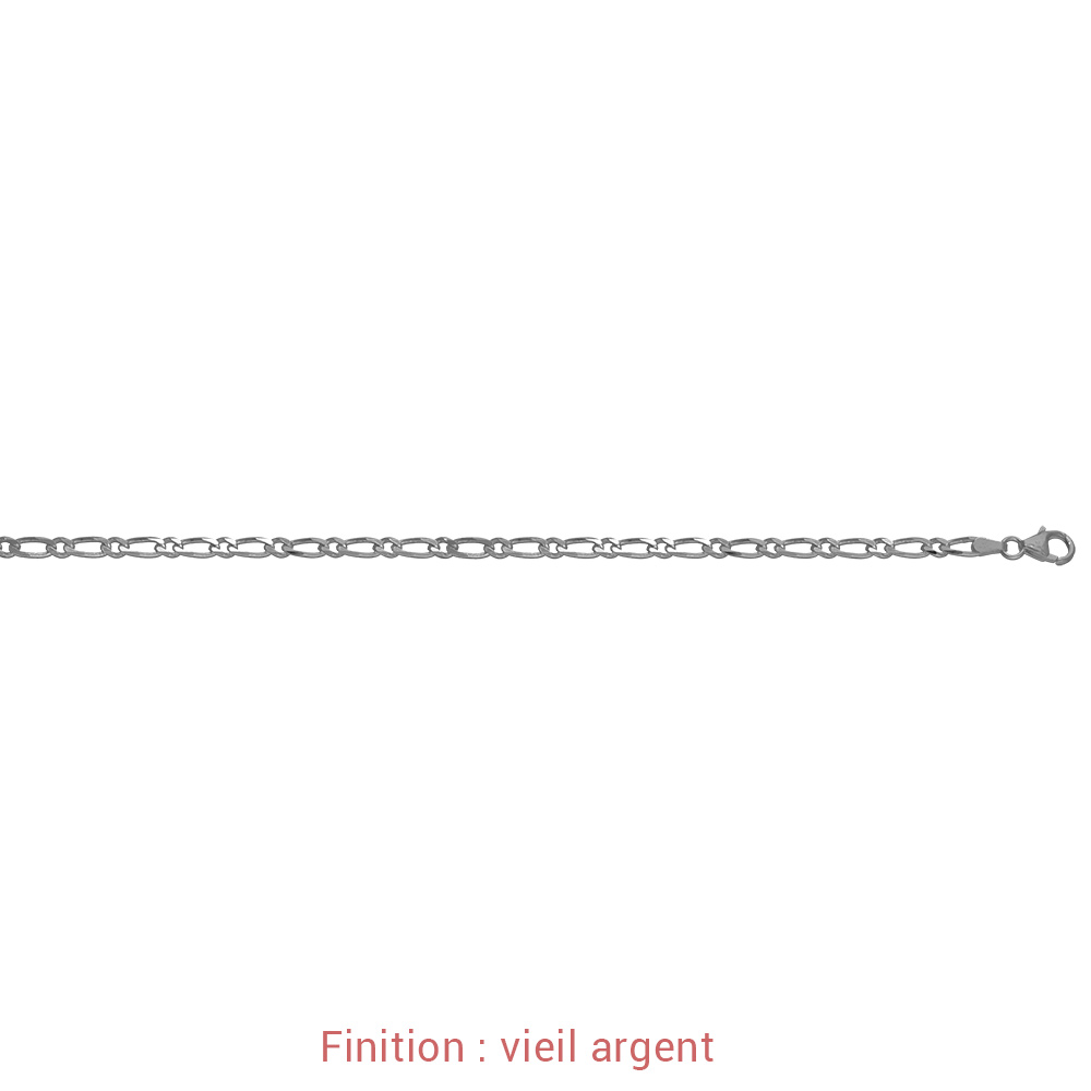 Cha�ne en argent maille Hawa� 1+1 largeur 4mm et longueur 55cm - Vue 4