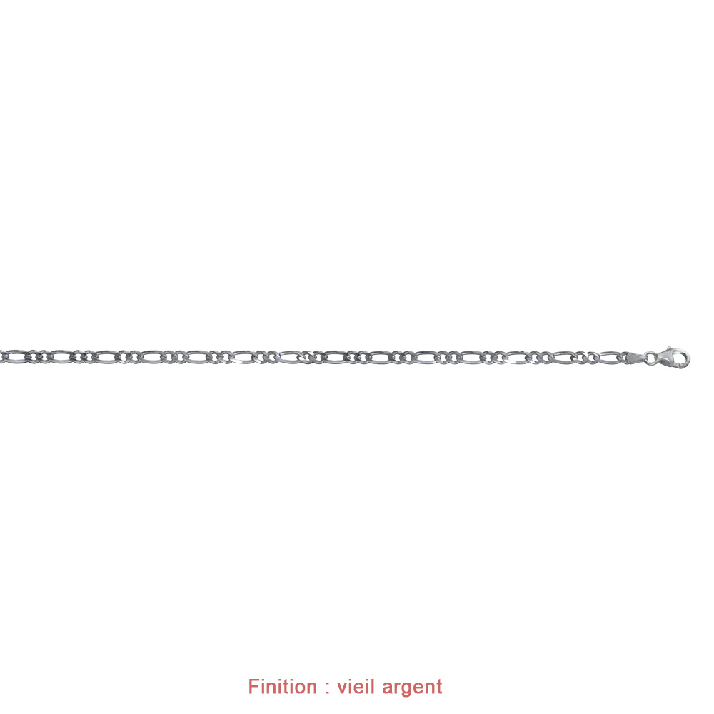 Cha�ne en argent maille Hawa� 1+2 largeur 4mm et longueur 50cm - Vue 4