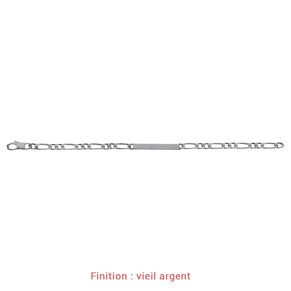 Gourmette en argent maille figaro 1+2 largeur 4mm et longueur 18cm - Vue 5