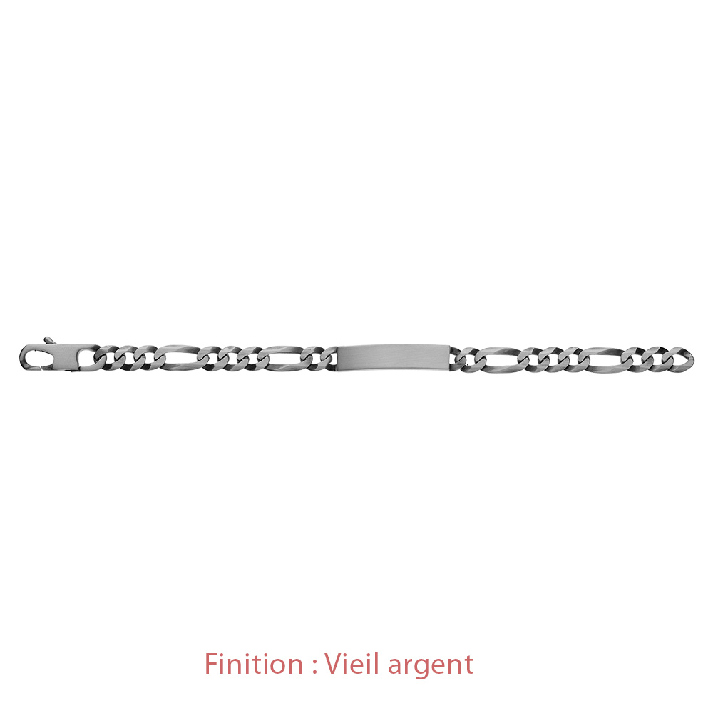 Gourmette en argent maille Hawa� 1+3 largeur 8mm et longueur 21cm - Vue 5