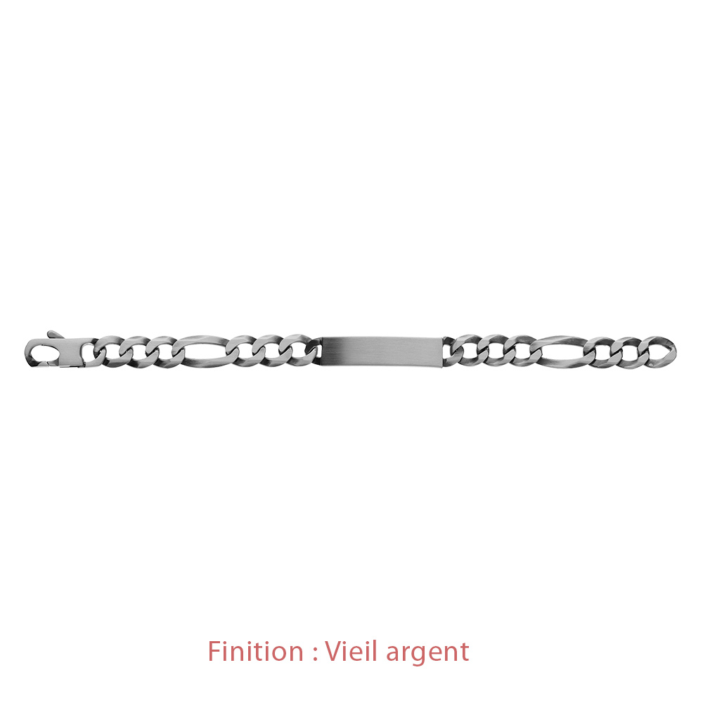 Gourmette en argent maille Hawa� 1+3 largeur 10mm et longueur 21cm - Vue 5