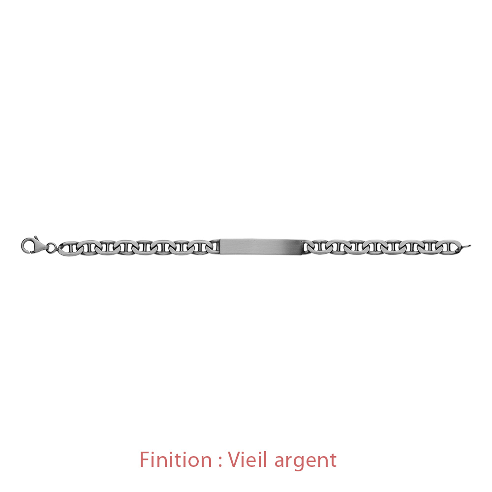 Gourmette en argent maille marine largeur 7mm et longueur 20cm - Vue 5
