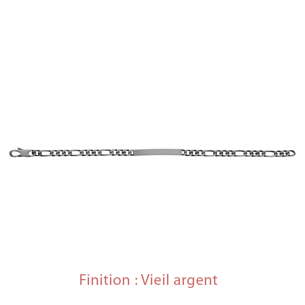 Gourmette en argent maille figaro 1+3 largeur 4mm et longueur 18cm - Vue 5