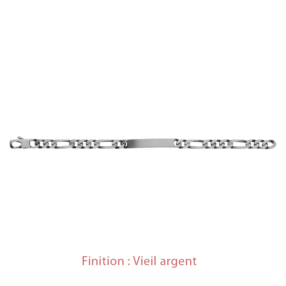 Gourmette en argent maille figaro 1+3 largeur 7mm et longueur 20cm - Vue 5