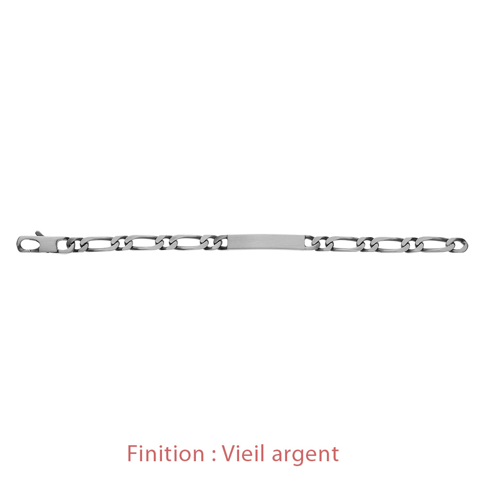 Gourmette en argent maille figaro 1+1 largeur 6mm et longueur 18cm - Vue 5