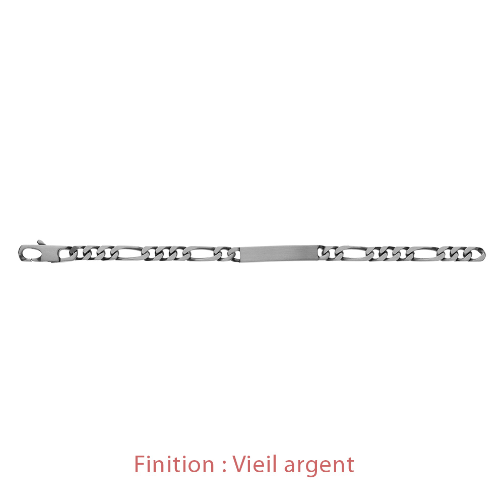 Gourmette en argent maille figaro 1+3 largeur 6mm et longueur 18cm - Vue 5